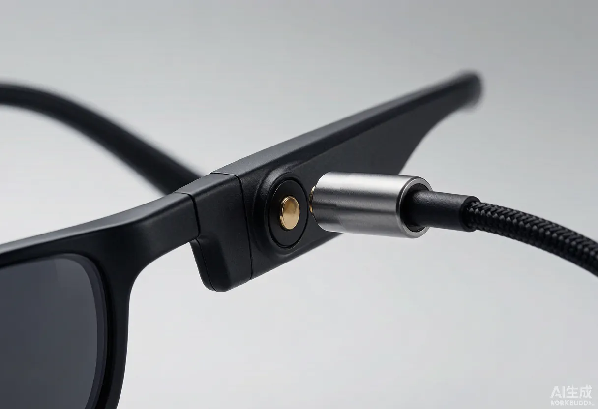 AI Glasses Temple Magnetic Pogo Pin Charging Contact Close-up