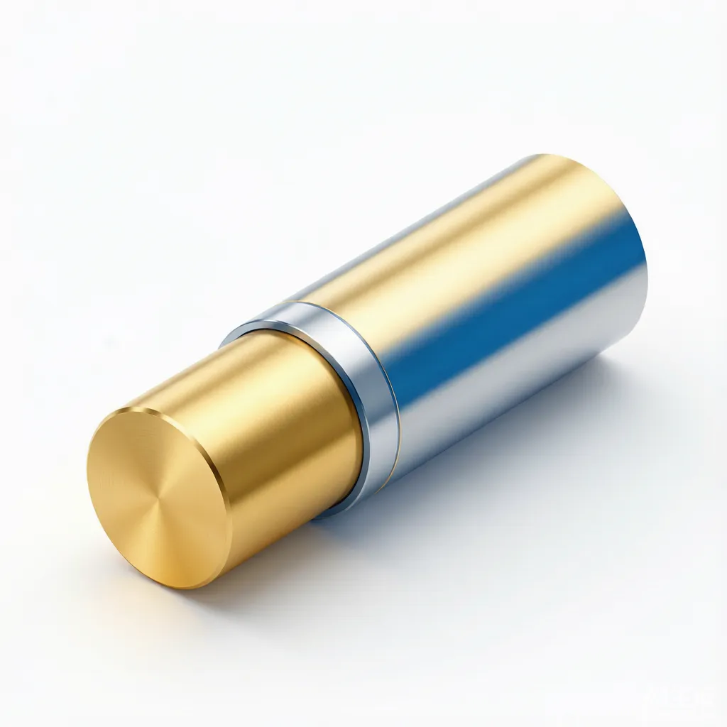 e-cigarette electrode post plating structure: brass base + nickel underlayer + gold top layer